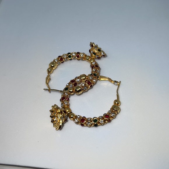 Women’s Gold Plated Earrings | Indian Jewelry | 2 inch long and 2 inch wide - Picture 4 of 4